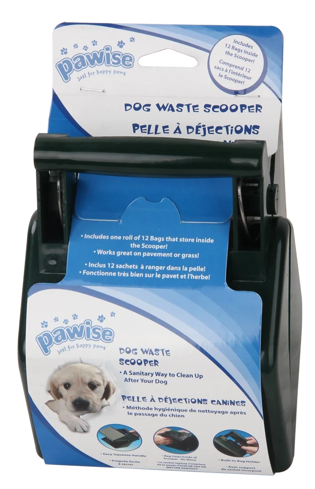 Lopatka na psí exkrementy na trávu a chodník, s 12 sáčky, 13,6 x 19 cm – Pawise Waste Scooper - Obrázek 2
