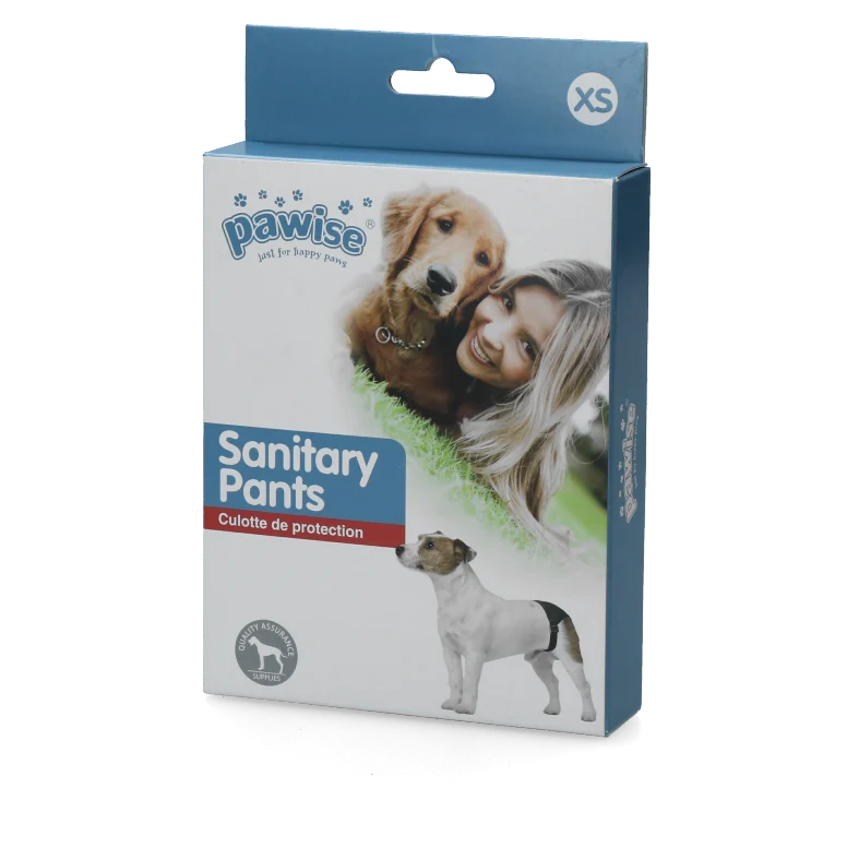 Hárací kalhotky pro feny s 1 savou vložkou, obvod břicha 16 až 23 cm – Pawise Sanitary Pants XS - Obrázek 1