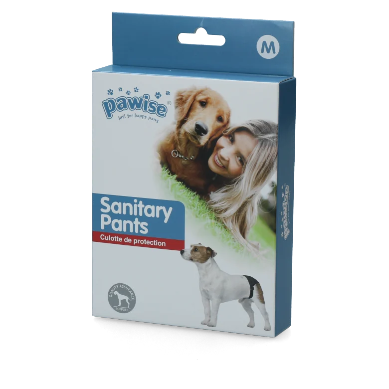 Hárací kalhotky pro psy s 1 absorpční vložkou, obvod břicha 32 až 39 cm – Pawise Sanitary Pants M - Obrázek 1