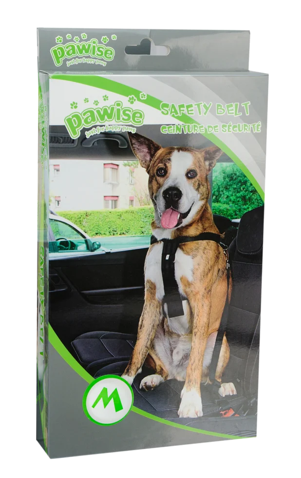 Bezpečnostní pás do auta pro psy s postrojem, obvod 50 až 70 cm – Pawise Safety Belt M - Obrázek 2