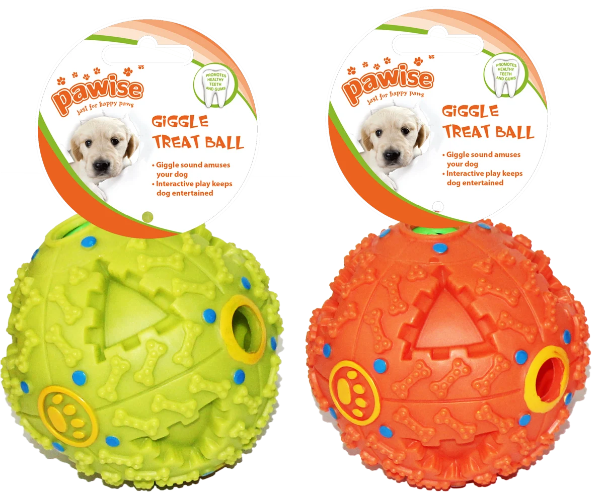 Pamlskový míček se smíchem a otvorem na pamlsky M – Pawise Giggle Treat Ball - Obrázek 1
