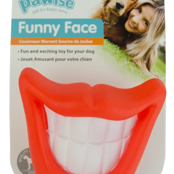 Hračka pro psy s pískátkem na selfie – Pawise Funny Face Big Tooth