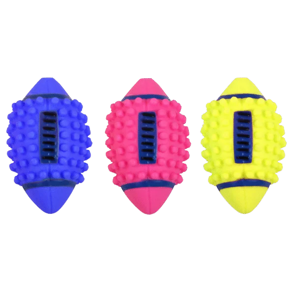 Pawise Vinyl spiky football, vinylový míč ve tvaru amerického fotbalu pro psy s pískátkem, 12,5 cm