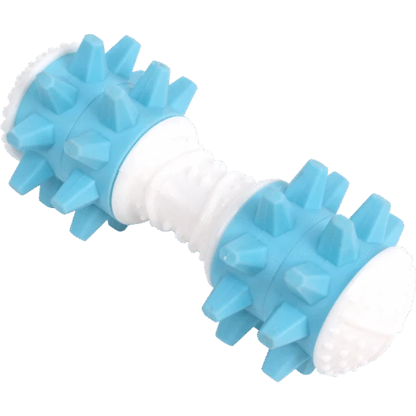 Hračka ve tvaru činky pro psy, vydává zvuk při pohybu, různé barvy – Pawise Giggle Toy Dumbbell