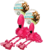 Plyšová hračka pro psy plameňák s pískátkem a provazovými nohami, růžová, cca 38 x 20 x 10 cm – Pawise Flamingo L - Obrázek 3