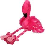 Plyšová hračka pro psy plameňák s pískátkem a provazovými nohami, růžová, cca 38 x 20 x 10 cm – Pawise Flamingo L - Obrázek 2