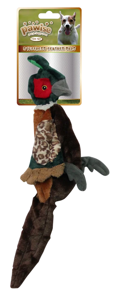 PAWI15075.png Plyšový bažant pro psy S bez výplně s pískátkem, 37 cm – Pawise Stuffless Feather Pals - Obrázek 1