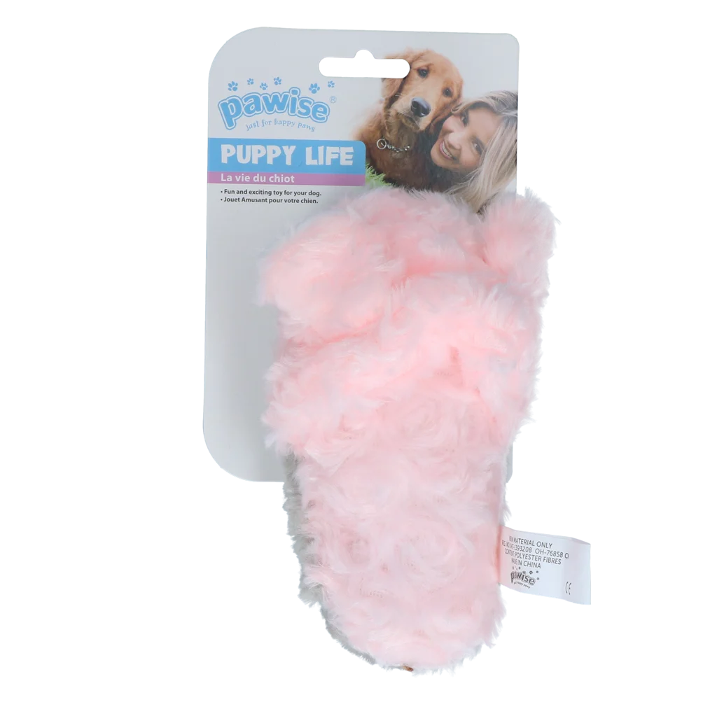 Plyšová hračka pro psy ve tvaru pantofle s pískátkem pro štěňata – Pawise Puppy Life My Slipper - Obrázek 2