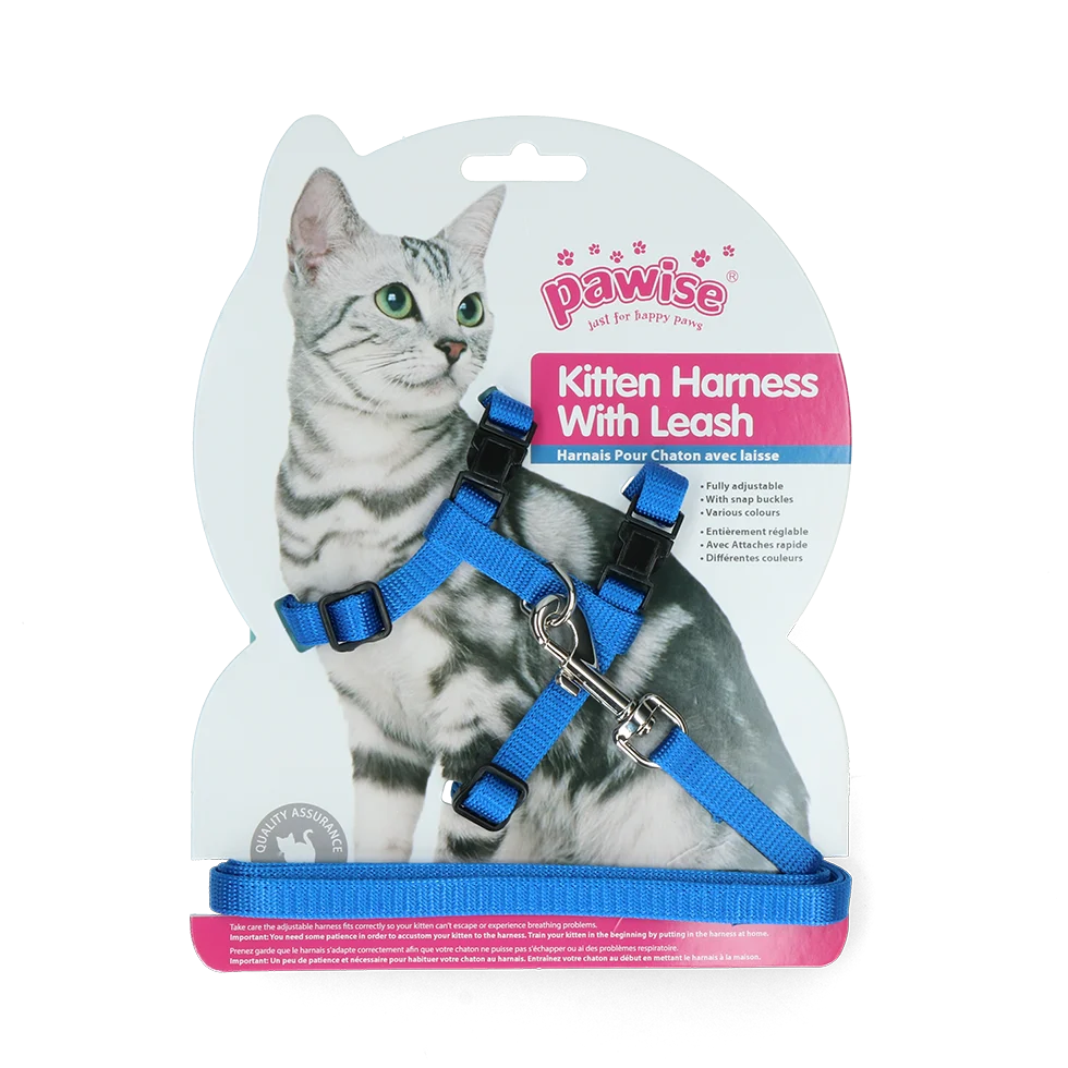 Postroj pro kočky s vodítkem, velikost S, různé barvy: červená nebo modrá – Pawise Kitten Harness With Leash - Obrázek 3