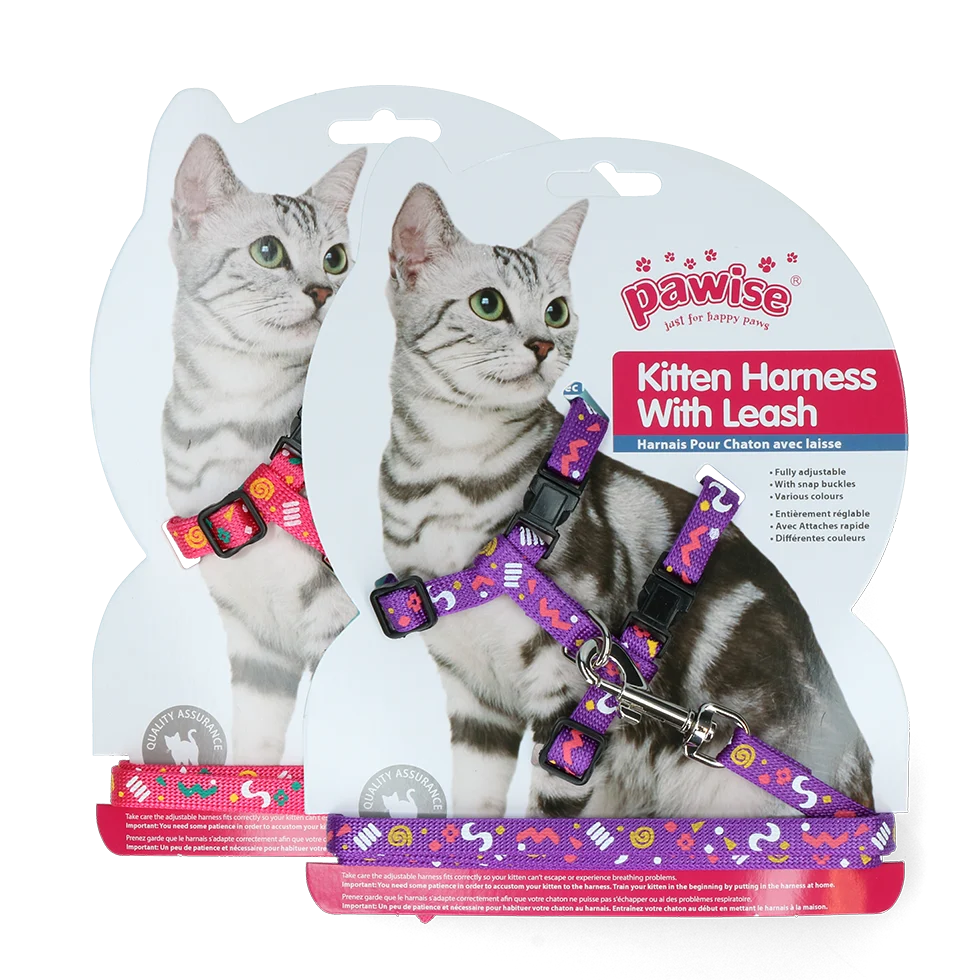 PAWI28002.png Postroj pro kočky s vodítkem S, růžová nebo fialová varianta – Pawise Kitten Harness With Leash - Obrázek 1
