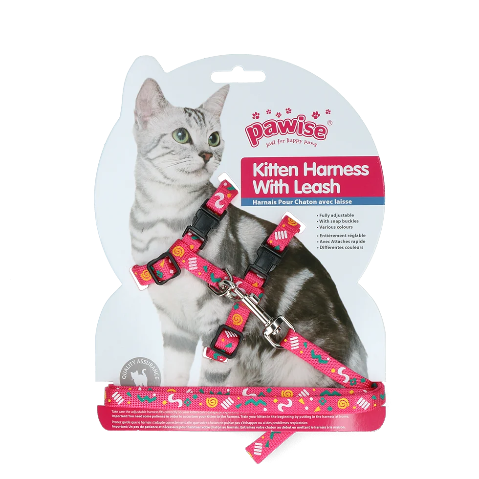 Postroj pro kočky s vodítkem S, růžová nebo fialová varianta – Pawise Kitten Harness With Leash - Obrázek 2