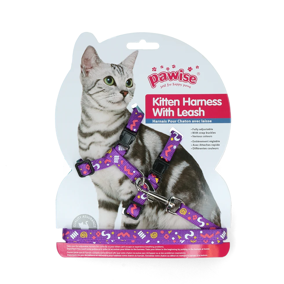 Postroj pro kočky s vodítkem S, růžová nebo fialová varianta – Pawise Kitten Harness With Leash - Obrázek 3