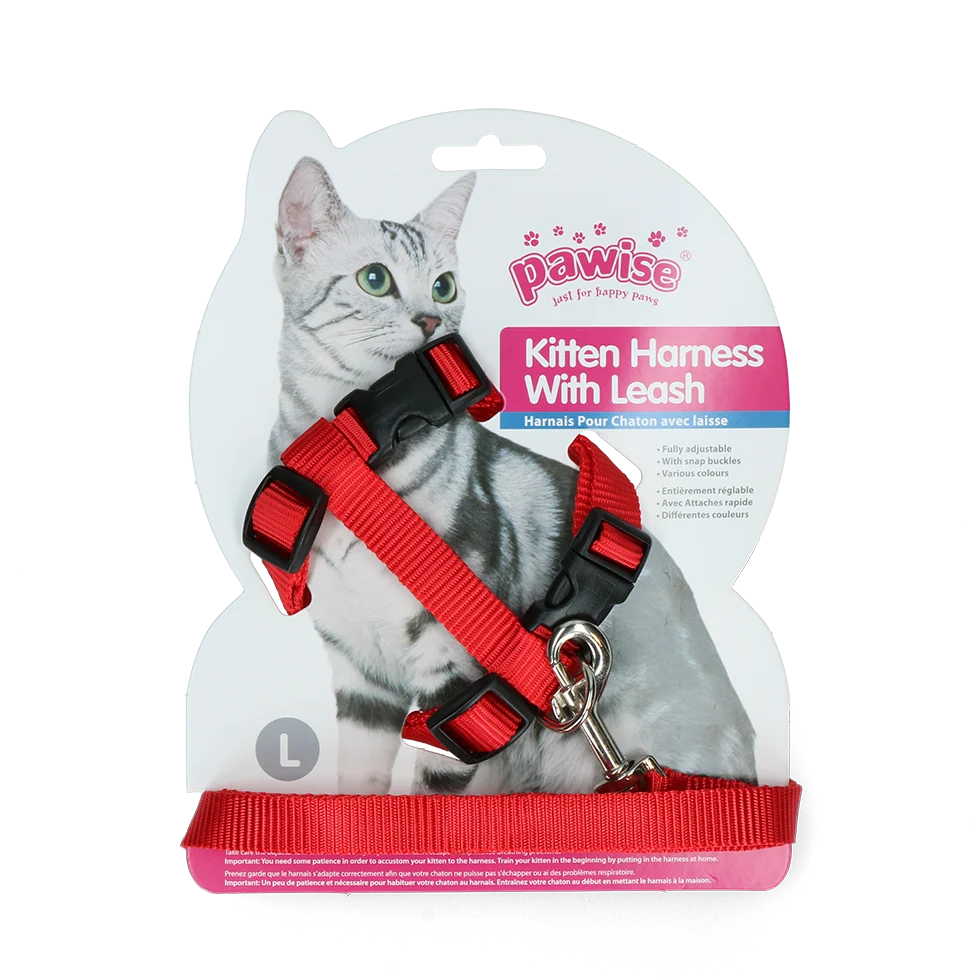 Postroj pro kočky s vodítkem, velikost L, různé barvy: červená nebo modrá – Pawise Kitten Harness With Leash - Obrázek 2