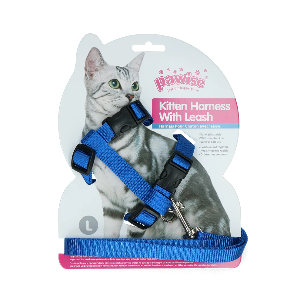 Postroj pro kočky s vodítkem, velikost L, různé barvy: červená nebo modrá – Pawise Kitten Harness With Leash - Obrázek 3