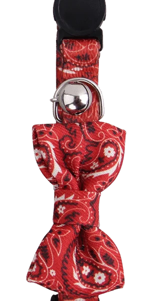 Červený obojek pro kočku s mašličkou – Pawise Cat Collar With Bowknot