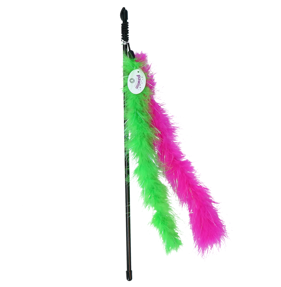 PAWI28093.png Kočičí udice s třpytivými peříčky, tyčka 45 cm – Pawise Cat Glitter Teaser - Obrázek 1