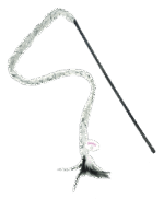 Udice pro kočky s plyšovým ocáskem a peříčky, prut 46 cm – Pawise Cat Teaser Plush Tail - Obrázek 2