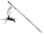 Udice pro kočky s plyšovým ocáskem a peříčky, prut 46 cm – Pawise Cat Teaser Plush Tail