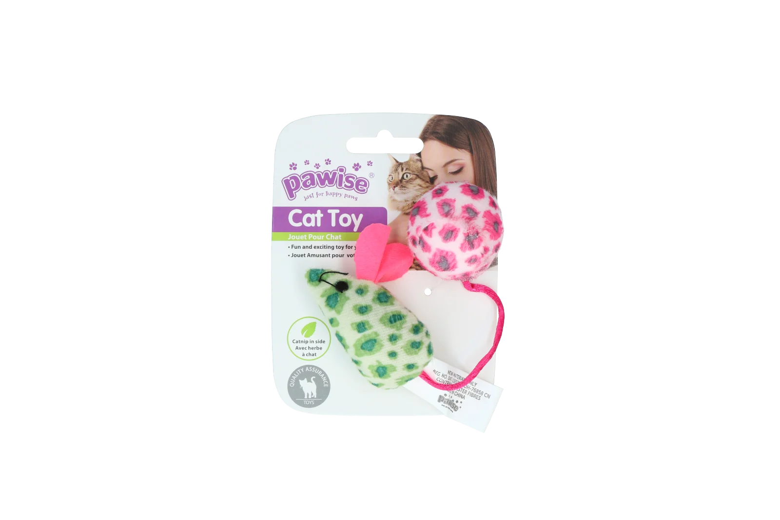Sada hraček pro kočky s myškou a míčkem, šanta kočičí, 2 kusy – Pawise Cat Toy - Mice & Ball - Obrázek 4