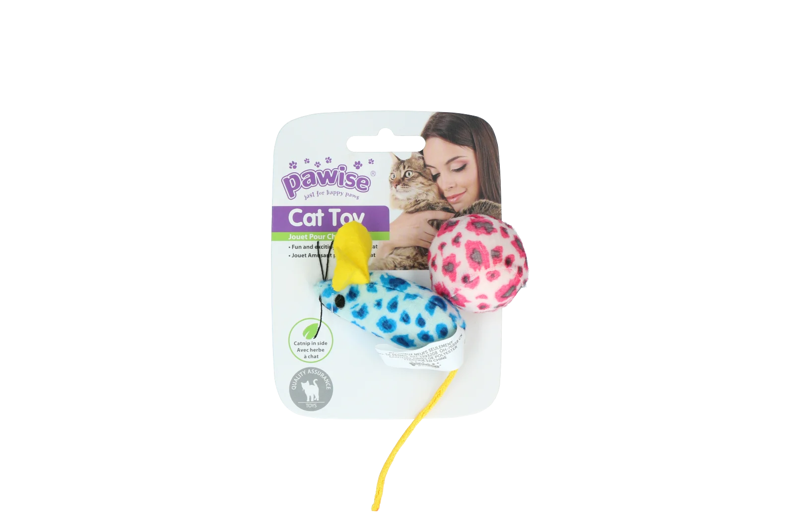 Sada hraček pro kočky s myškou a míčkem, šanta kočičí, 2 kusy – Pawise Cat Toy - Mice & Ball - Obrázek 2