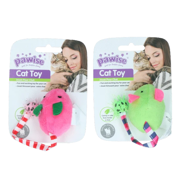 Plyšová myška se šantou kočičí a šustivým zvukem, 16 cm – Pawise Plush Mice Toy