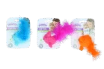 Hračka pro kočky ve tvaru myšky se šantou kočičí a peříčky, 14 cm – Pawise Cat Toy Wool Mouse