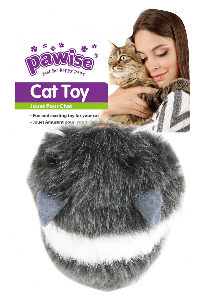 Vibrující plyšová hračka pro kočky ve tvaru myši s kroužkem – Pawise Vibrating Mouse - Obrázek 1