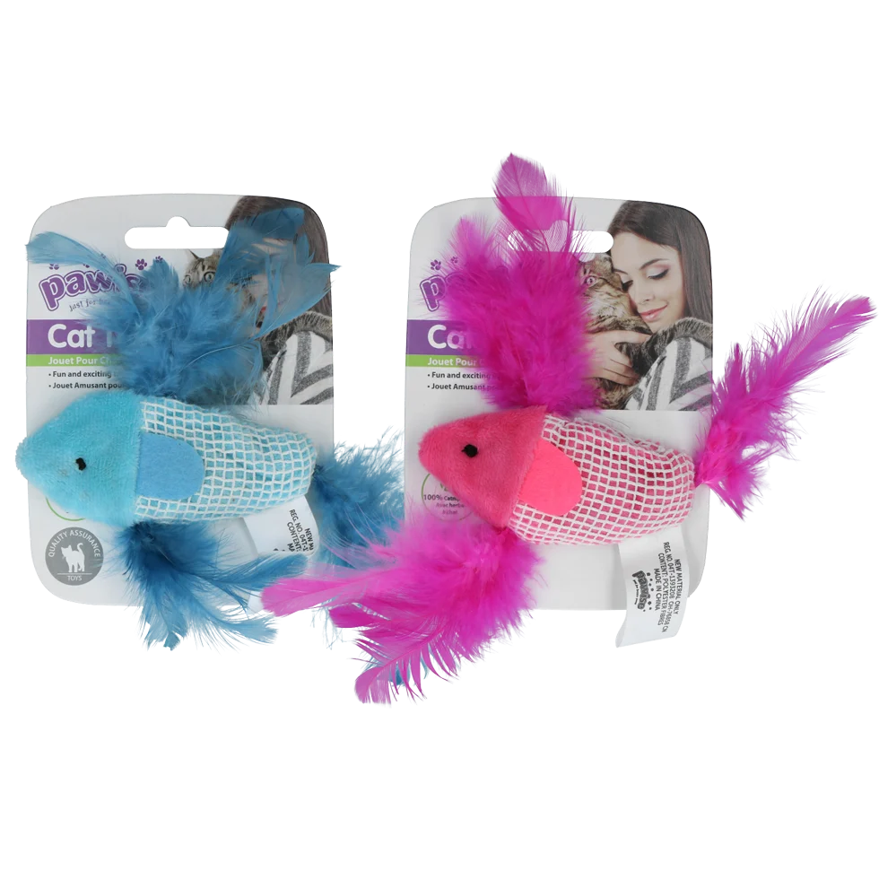 PAWI28184.png Hračka pro kočky ve tvaru ryby se šantou kočičí a peříčky – Pawise 100% Catnip Toy Vis - Obrázek 1