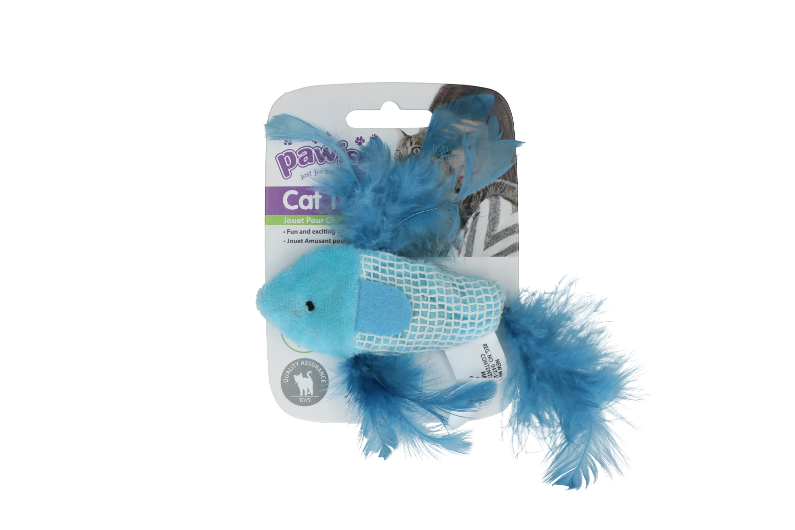 Hračka pro kočky ve tvaru ryby se šantou kočičí a peříčky – Pawise 100% Catnip Toy Vis - Obrázek 3