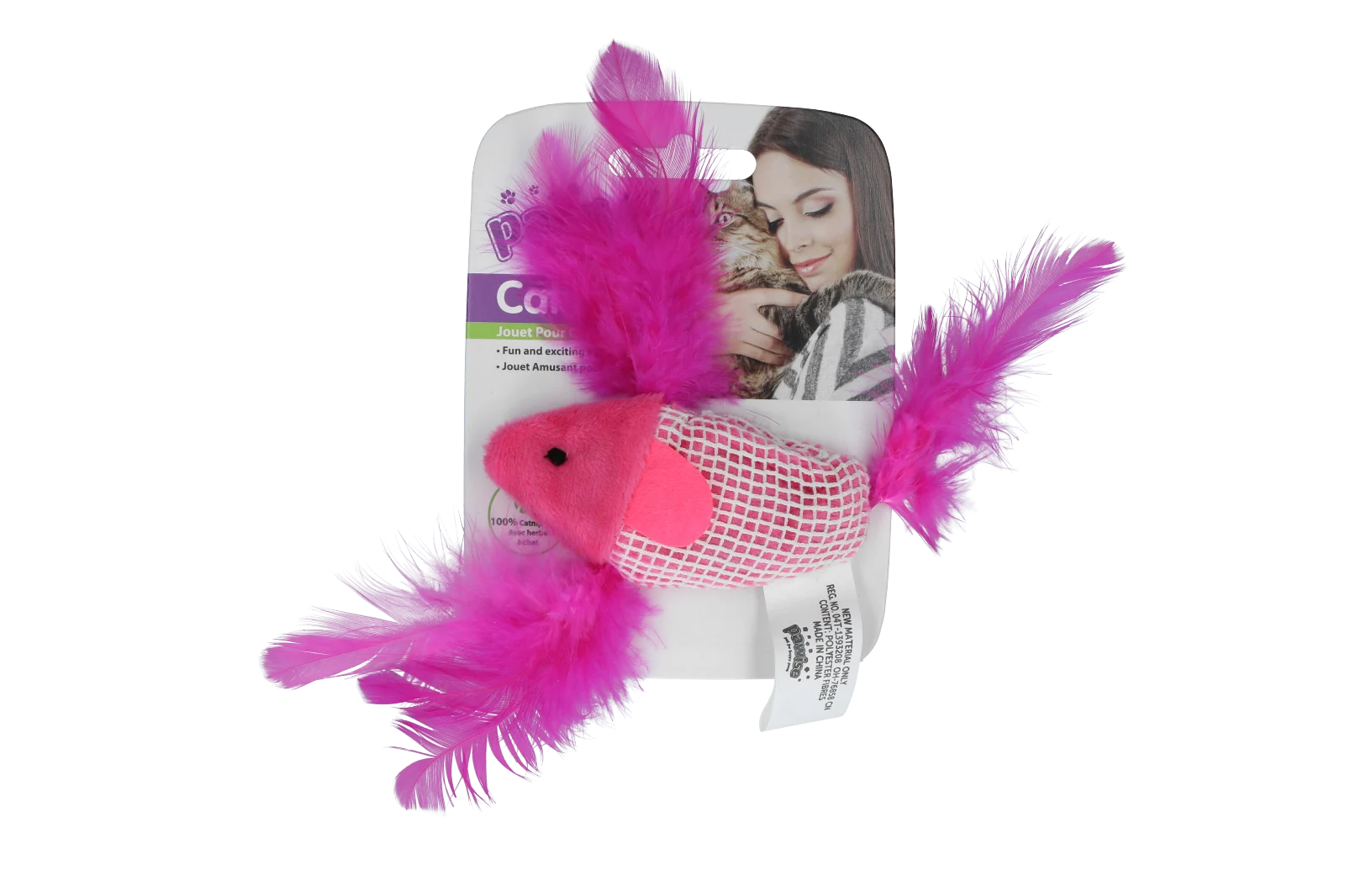 Hračka pro kočky ve tvaru ryby se šantou kočičí a peříčky – Pawise 100% Catnip Toy Vis - Obrázek 2
