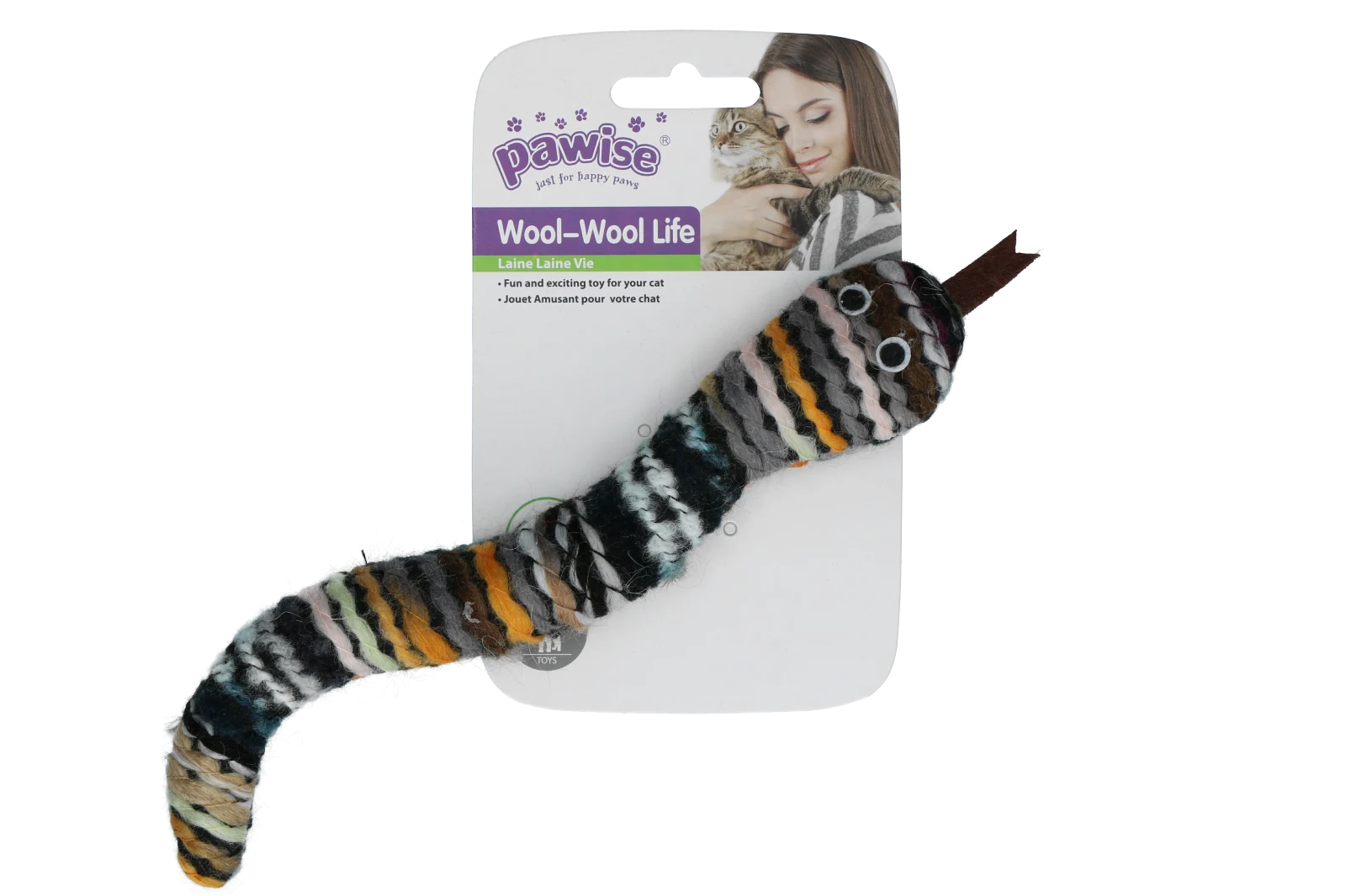 Pletený had na hraní se šantou kočičí a pískátkem, 23 cm – Pawise Wool-Wool life Slang - Obrázek 2