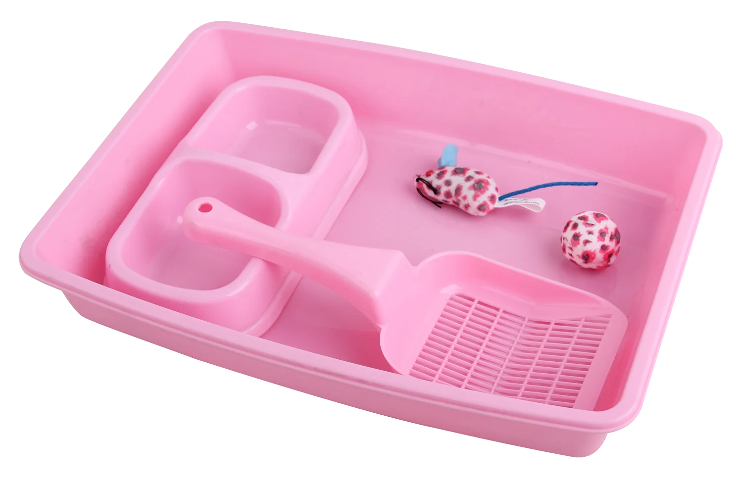 Startovací sada pro kotě s kočičí toaletou a miskou na krmivo, růžová – Pawise Kitten Starter Set - Obrázek 1