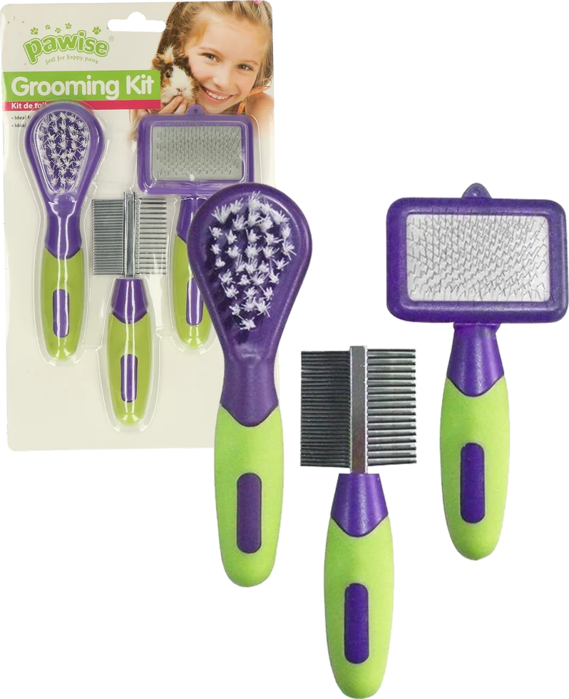 Sada na péči o králíky a hlodavce se 3 kartáčky o délce 12 až 13 cm – Pawise Grooming Kit Rodents & Rabbits - Obrázek 2
