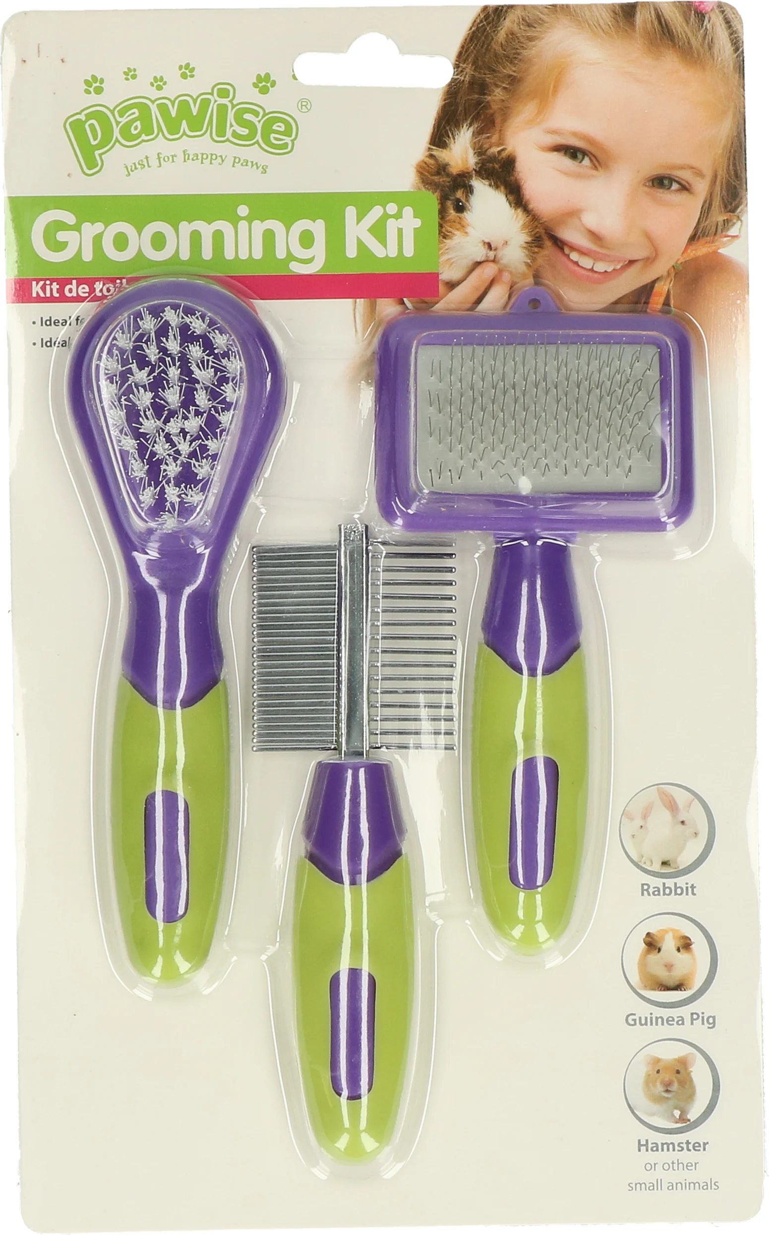 Sada na péči o králíky a hlodavce se 3 kartáčky o délce 12 až 13 cm – Pawise Grooming Kit Rodents & Rabbits - Obrázek 1