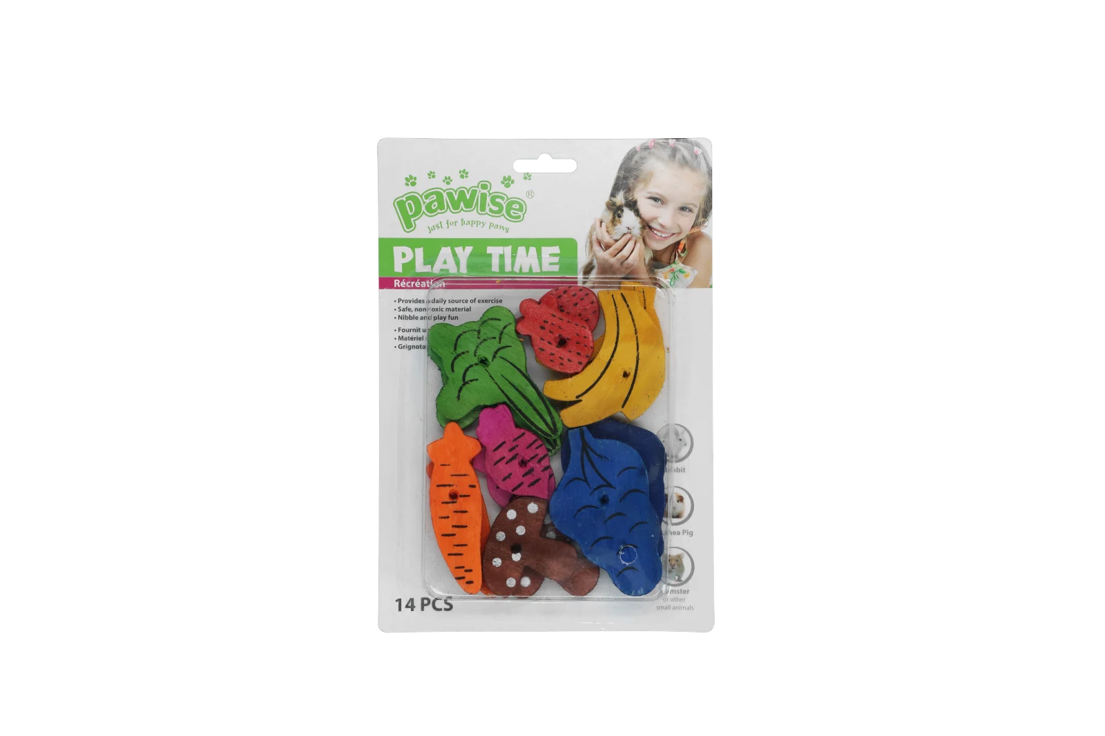 Dřevěná hračka na okusování, 18 kusů – Pawise Play Time Small Pet Fruit & Veggie mix - Obrázek 1