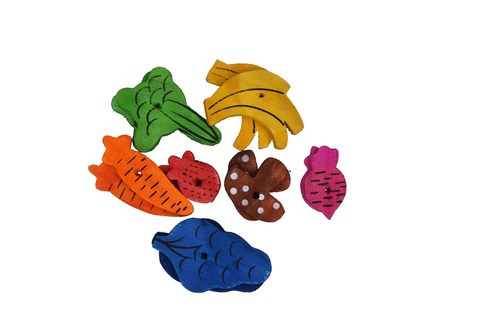 Dřevěná hračka na okusování, 18 kusů – Pawise Play Time Small Pet Fruit & Veggie mix - Obrázek 3