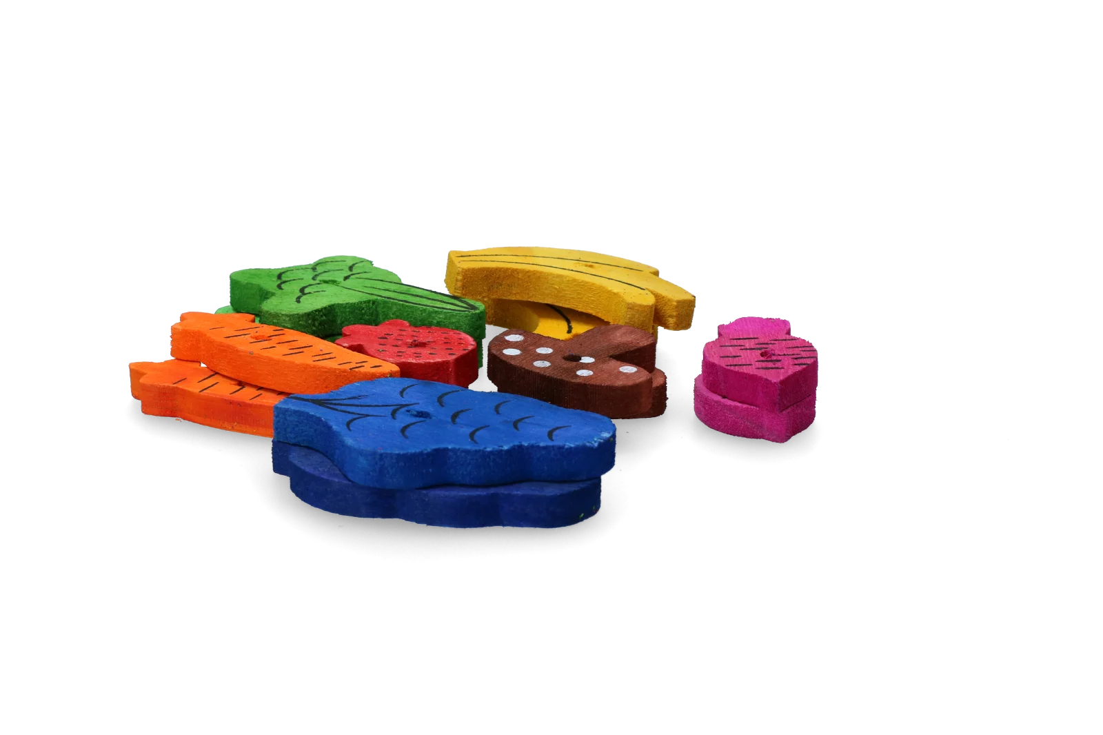 Dřevěná hračka na okusování, 18 kusů – Pawise Play Time Small Pet Fruit & Veggie mix - Obrázek 2