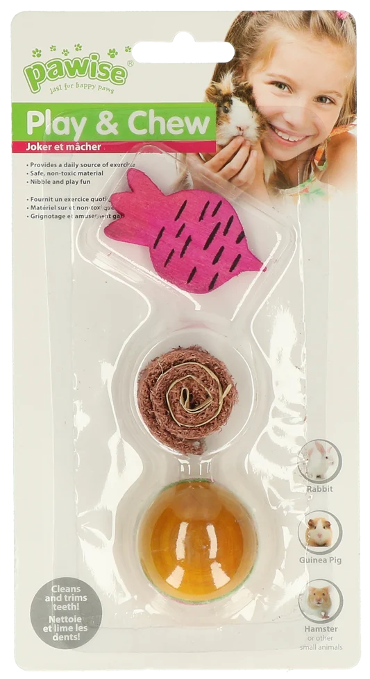 Hlodací kostičky ze dřeva a lufy pro králíky a hlodavce – Pawise Wooden Loofah Pretty Toys No2
