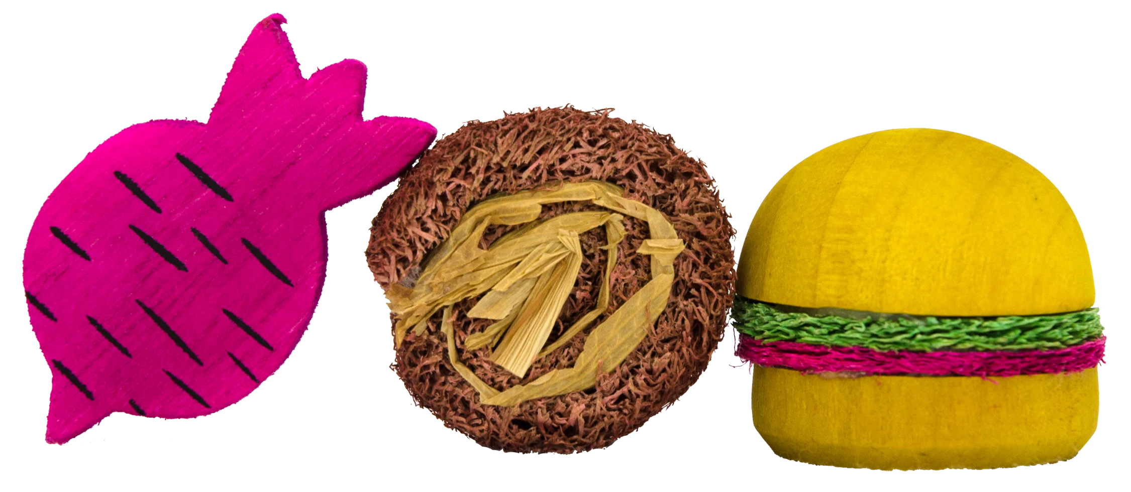 Hlodací kostičky ze dřeva a lufy pro králíky a hlodavce – Pawise Wooden Loofah Pretty Toys No2 - Obrázek 3
