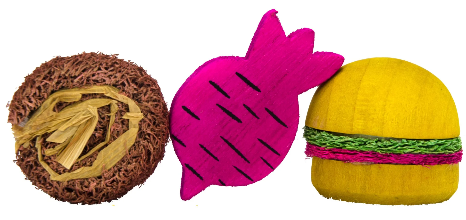 Hlodací kostičky ze dřeva a lufy pro králíky a hlodavce – Pawise Wooden Loofah Pretty Toys No2 - Obrázek 2