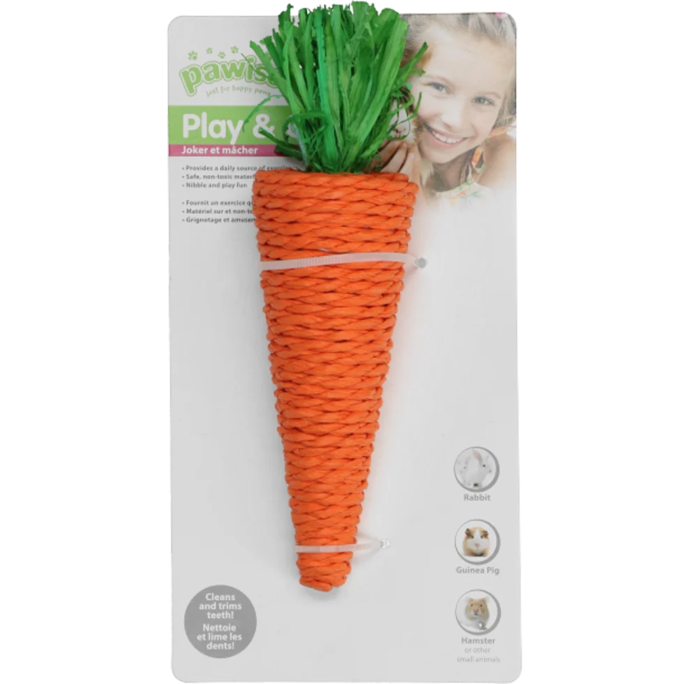 Okusovací hračka pro králíky a hlodavce, barevná – Pawise Play & Chew Carrot - Obrázek 2