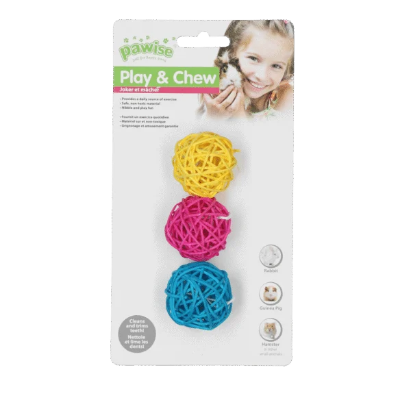 Hlodací míček pro králíky a hlodavce, barevný – Pawise Play & Chew Balls