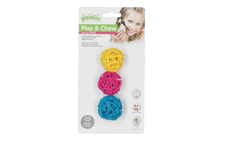 Hlodací míček pro králíky a hlodavce, barevný – Pawise Play & Chew Balls