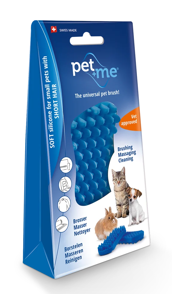 Silikonový kartáč pro krátkosrsté kočky, modrý – Pet + Me Cat Hair Brush - Obrázek 1