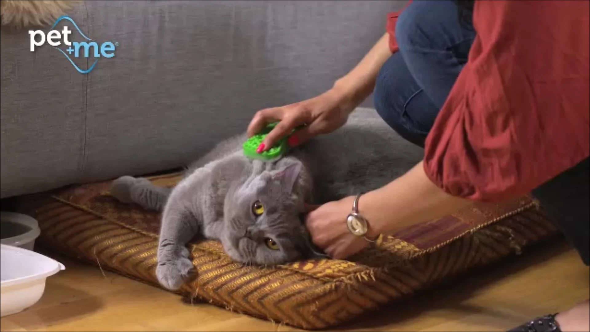 Silikonový kartáč pro dlouhosrsté kočky, zelený – Pet + Me Cat Hair Brush - Obrázek 5