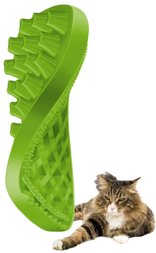 Silikonový kartáč pro dlouhosrsté kočky, zelený – Pet + Me Cat Hair Brush - Obrázek 4