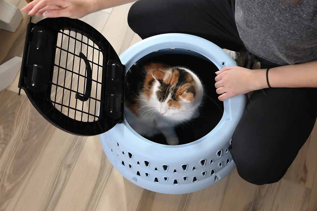 Kulatá přepravka pro kočky s horním otevíráním, modrá – Petmate Get-A-Round Kennel - Obrázek 6