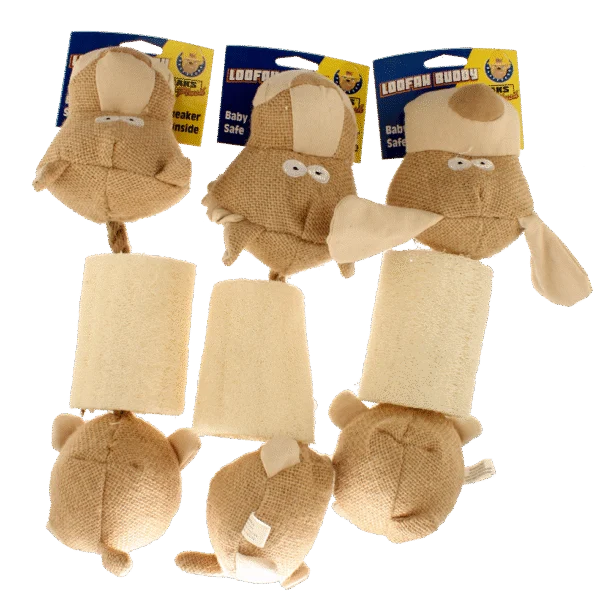 Pískací hračka pro psy z lufy a juty, různé varianty – Petsport Loofah Buddy