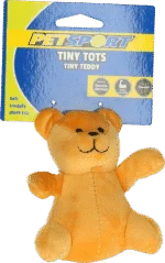 Plyšová hračka pro psy s pískátkem, hnědá, přibližně 10 cm – Petsport Tiny Tots Teddy