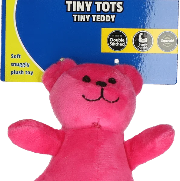 Plyšová hračka pro psa s pískátkem, růžová, cca 10 cm – Petsport Tiny Tots Teddy
